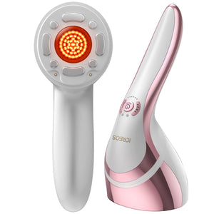 ICREOS Red Light Therapy for Face and Body Wand Microcurrent Facial Devices for Wrinkles Reducing Firming Lifting LED Massager Pink